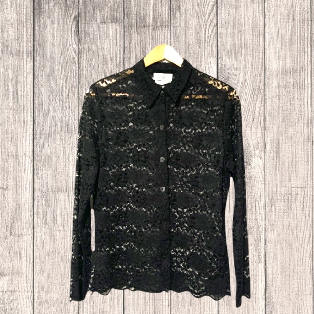 AGB Black Lace Blouse- Size Large